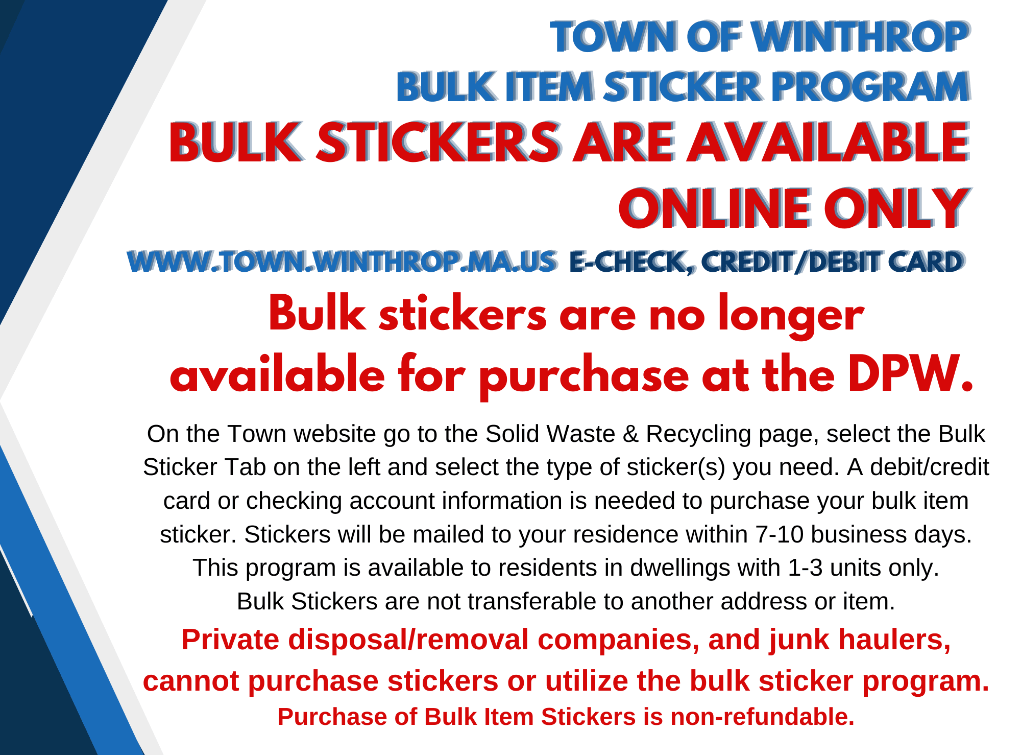 Town of Winthrop Bulk Sticker Program