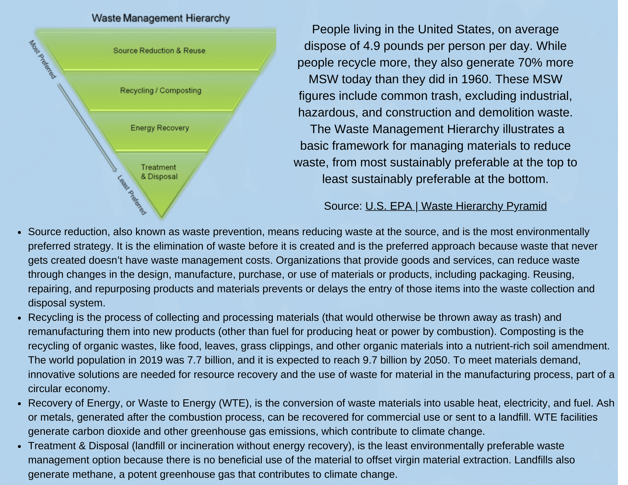 EPA WASTE MANAGEMENT HEIRARCHY
