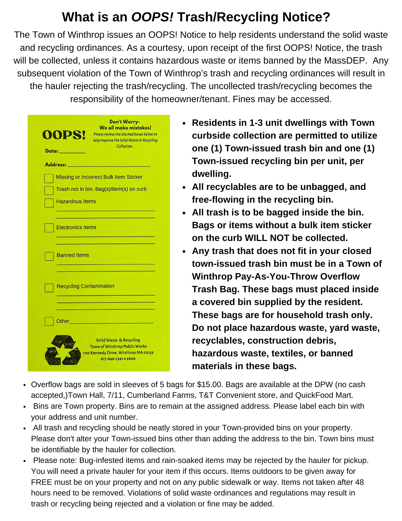 OOPS! Tags and Violations 