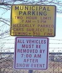 Parking Sign - Municipal Parking Two Hour Limit From 7 am to 5 pm