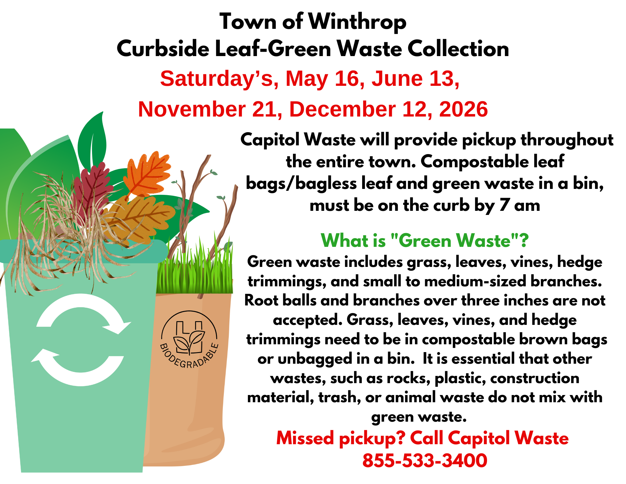 2026 Curbside green waste and leaf collection 